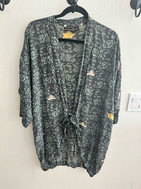 Rare Vintage Paula & Meopitz Ibiza silk Floral Tie-Front Cardigan